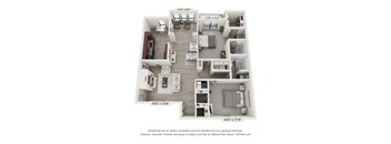 a stylized floor plan of a 1 bedroom192 sq ft