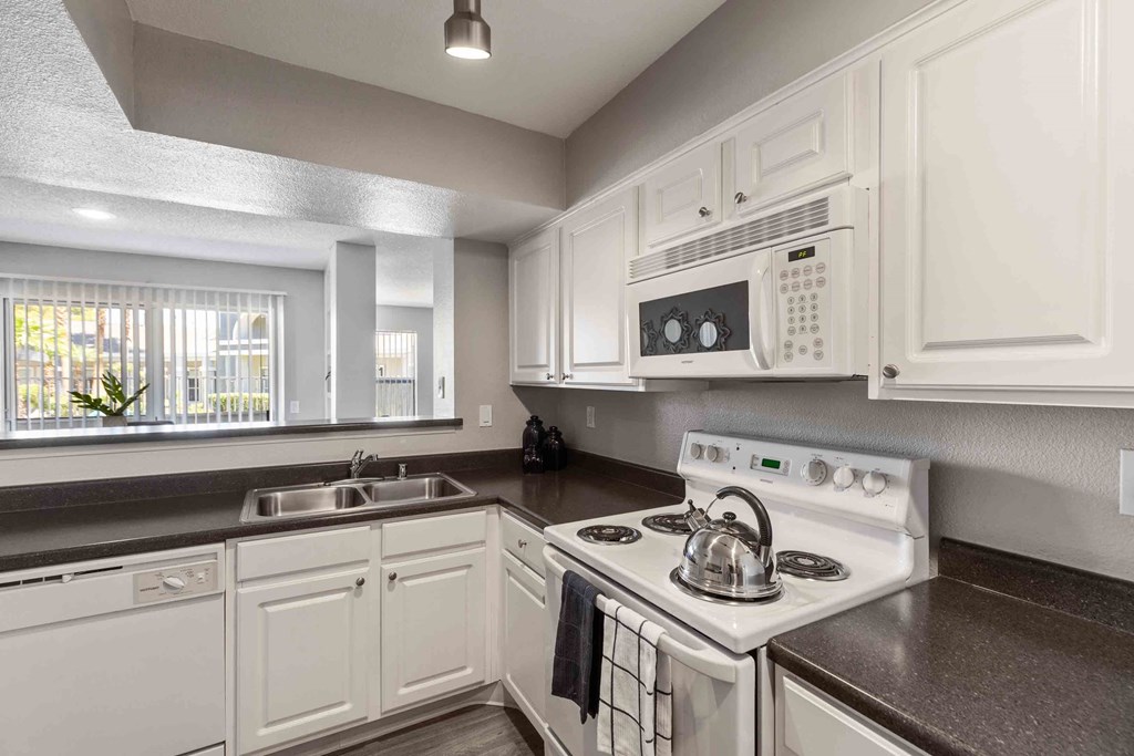 Updated white cabinets and white appliance package