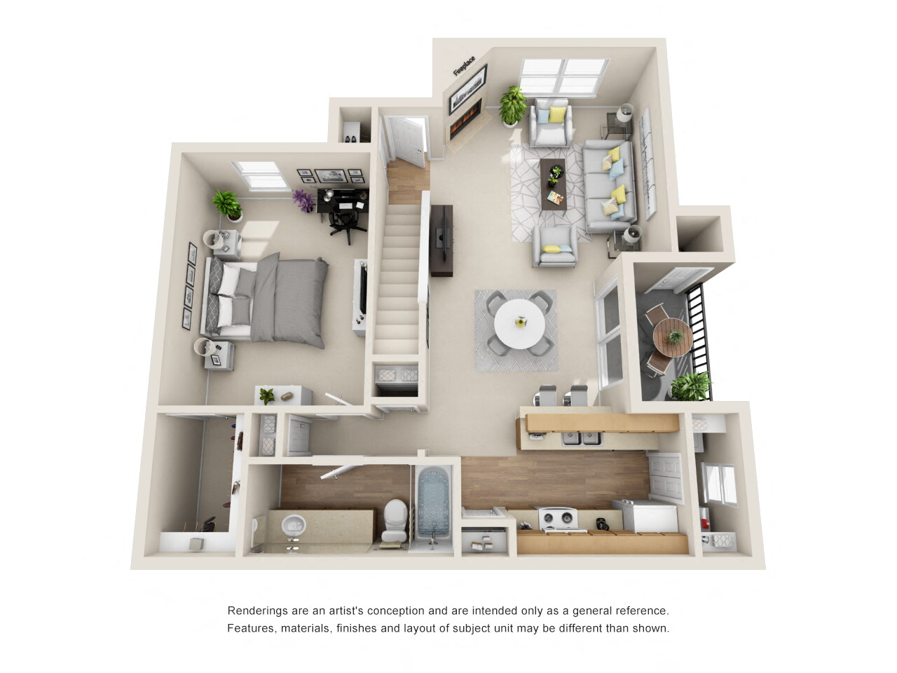 2 Bed - 2 Bath, 1200 sq ft, The Palais J Floor Plan