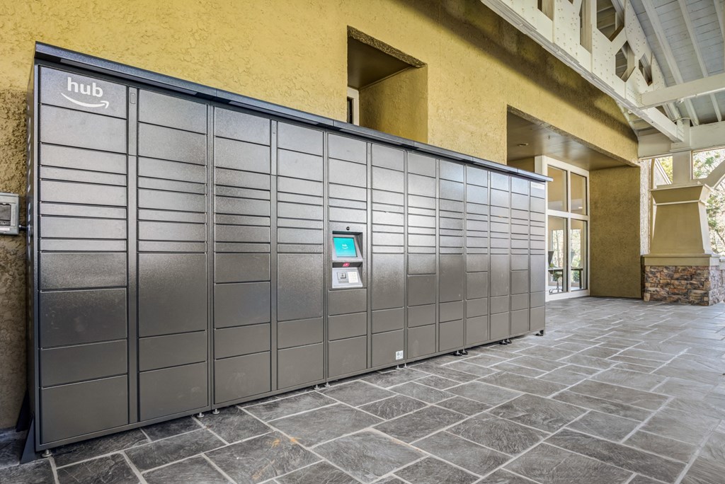 Package receiving area at Reserve at Providence apartments in Charlotte near Matthews, NC