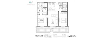 A black and white diagram of a Riverview RV unit.