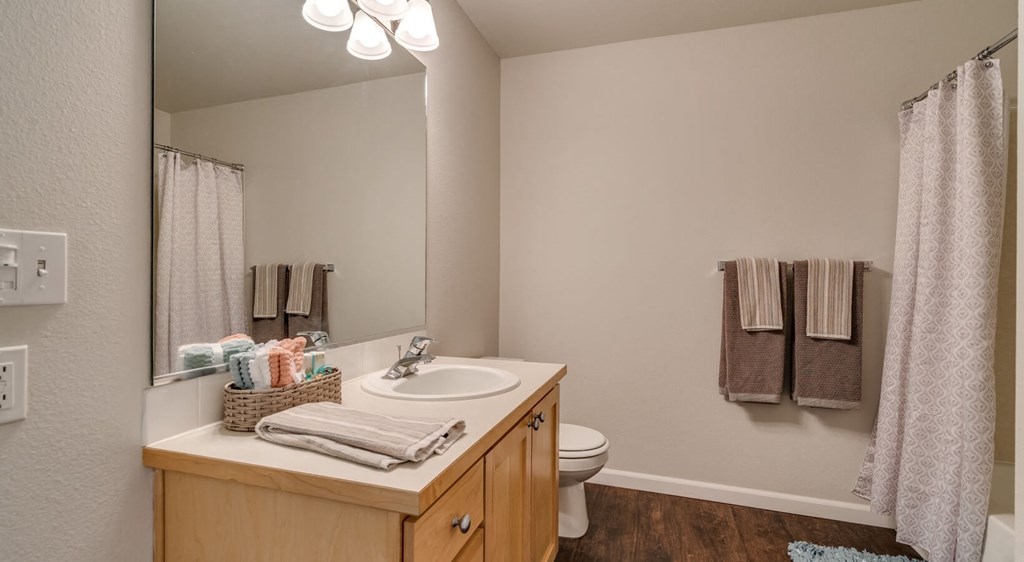 bathroom with white countertops