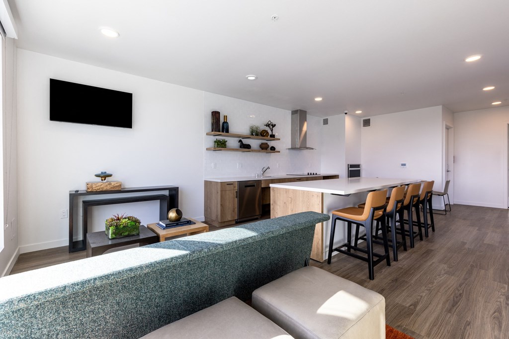 Host a happy hour or dinner in our Club Room featuring commercial grade appliancesat Riverfront Everett, Washington