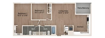 floor plan 1 bedroom 1 bathroom floor plan, opens a dialog