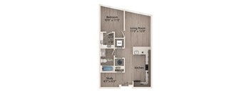 a floor plan of a 1 bedroom apartment at S'Park