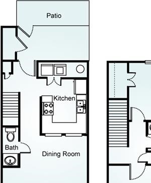 DOGWOOD Floorplan Dogwood, 2 Bed, 1.5 Bath, 1075 sq. ft.