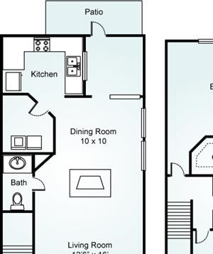 PALM Floorplan Palm, 2 Bed, 1.5 Bath, 1120 sq. ft.
