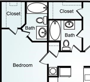 The Drake - Two Bedroom-2 Bath Floorplan 2 Bed - 2 Bath, 1060 square feet floor plan The Drake