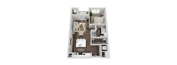 a 3d floor plan of a home with a bedroom and a bathroom