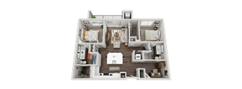 a 3d floor plan of a house with a bedroom and a living room