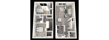 2 Bed, 1.5 Bath, 1007 sq. ft. Sage floor plan