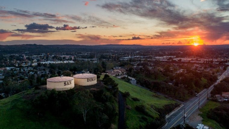 Sunnyside Senior Apartments in San Dimas California photo of water wells overlooking the city
