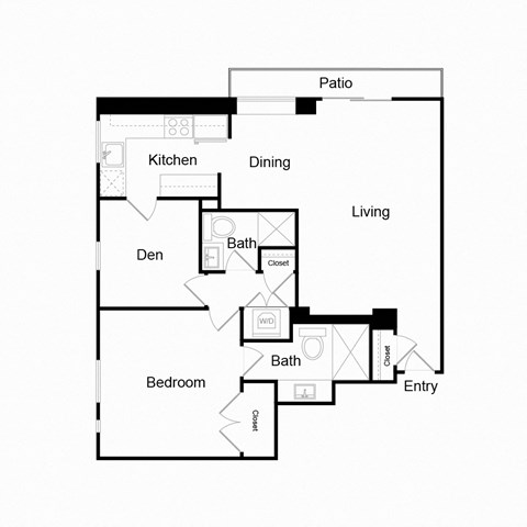 a floor plan of a bedroom apartment