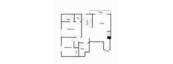 a floor plan of a house with a bedroom and a living room