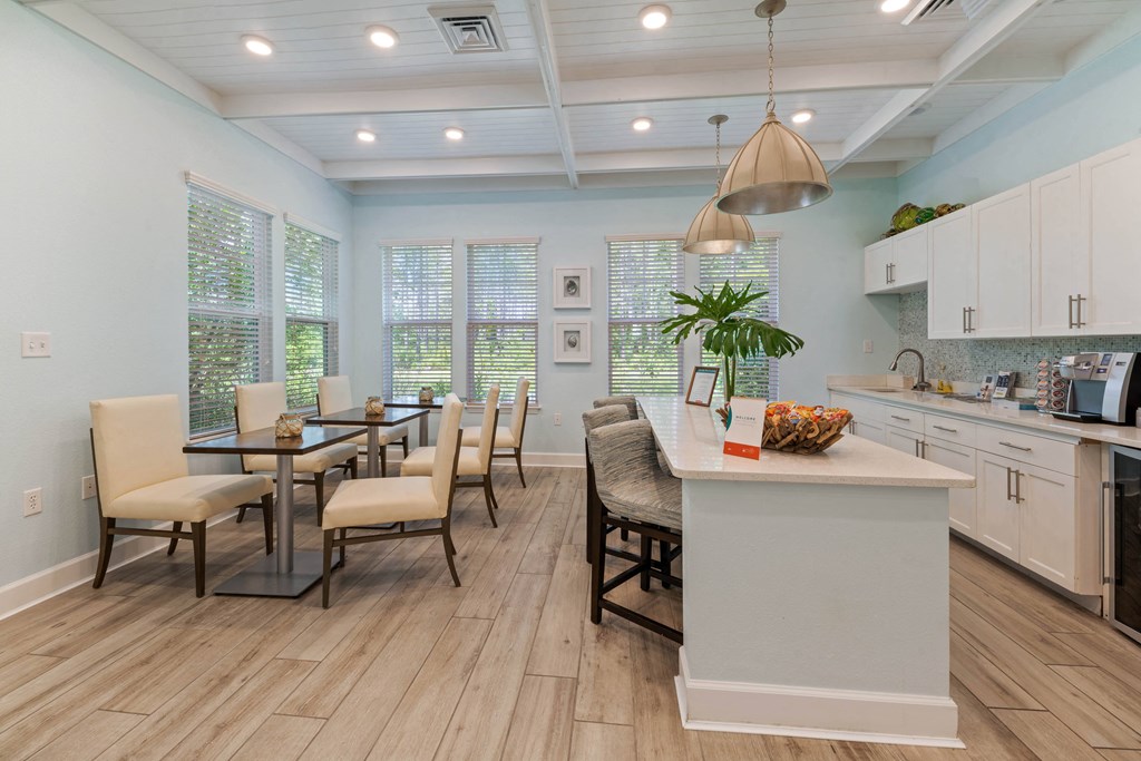 The Sanctuary at 331 Santa Rosa Beach apartments photo of interior clubhouse kitchen area