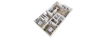 1 floorplan, 2bed, 2bath, 994 sq. ft.