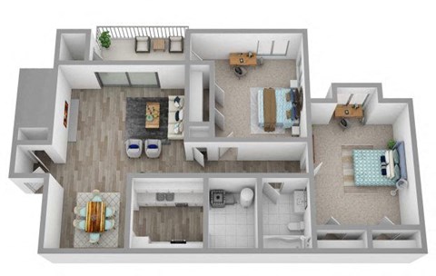 1 Park Central Apartments in Peachtree Corners photo of sinclair two bedroom one bathroom floorplan