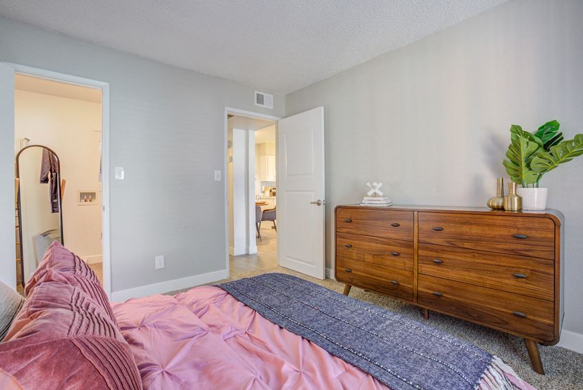 Glendale Apartments-Ardella on 67th- Bedroom with Carpet Flooring and Large Closet