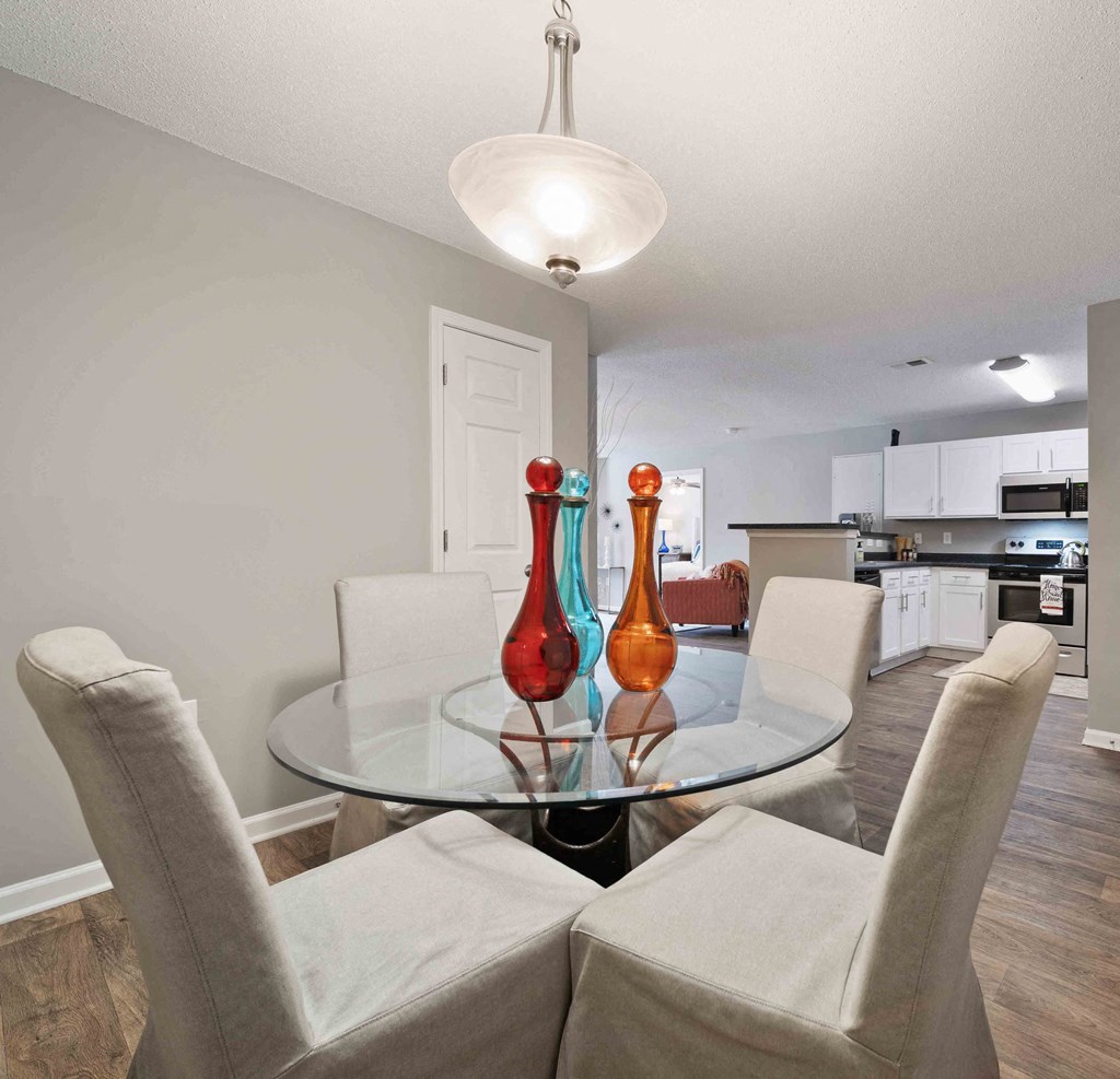 Cozy dining space with great lighting.