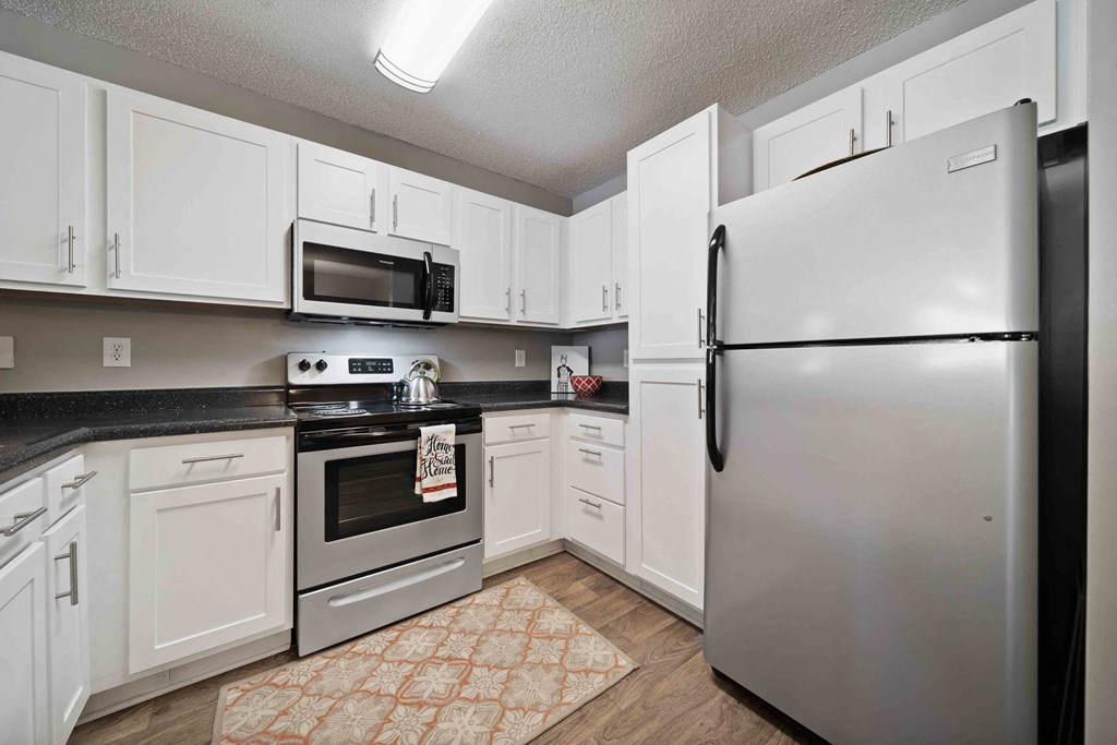 Spacious kitchen with stainless appliances