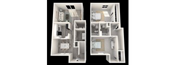 2 Bed, 2.5 Bath, 1200 sq. ft. Spruce floor plan