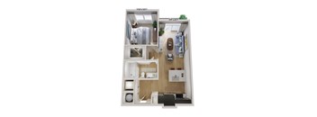 A 99" x 257" floor plan of a small apartment.