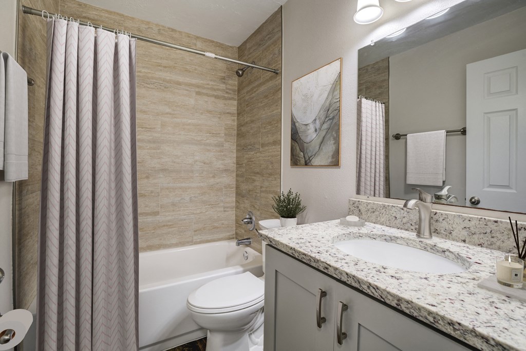 Square One Apartments in Gainesville, FL photo of upgraded bathroom