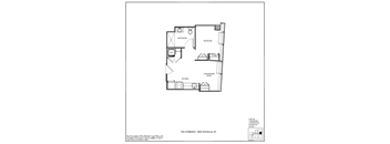 A floor plan of a one bedroom apartment in New Rochelle, NY.