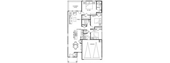 a floor plan of a house with bedrooms and baths and a garage