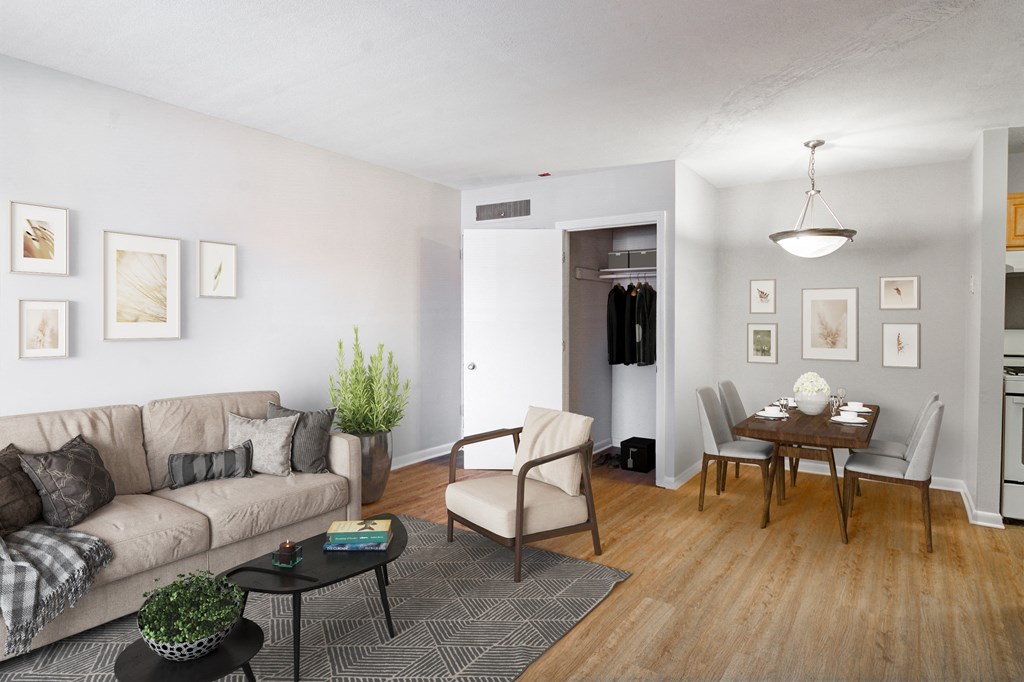 Living room and dining room