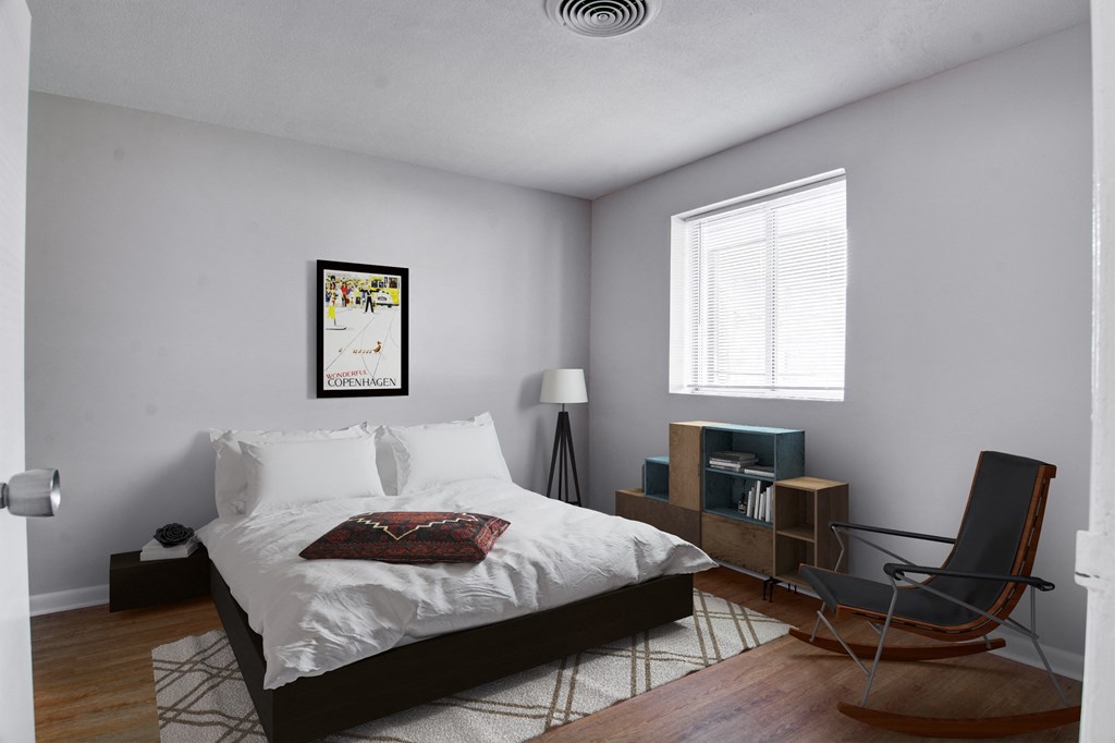 bedroom with large window