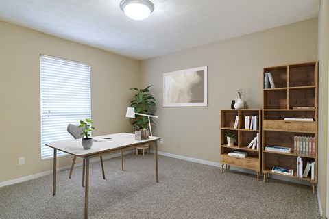 Spacious bedroom with ample natural light in a pet-friendly apartment at Stratford Ridge Apartments in Marietta, GA.