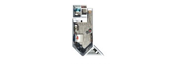 Studio Eastern floor plan with 1 bathroom and 348 sq. ft. at Passenger Flats, a pet-friendly apartment community in Chattanooga, Tennessee.
