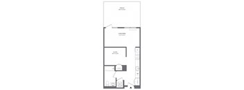 A floor plan of a house with a living room, dining room, and alcove.