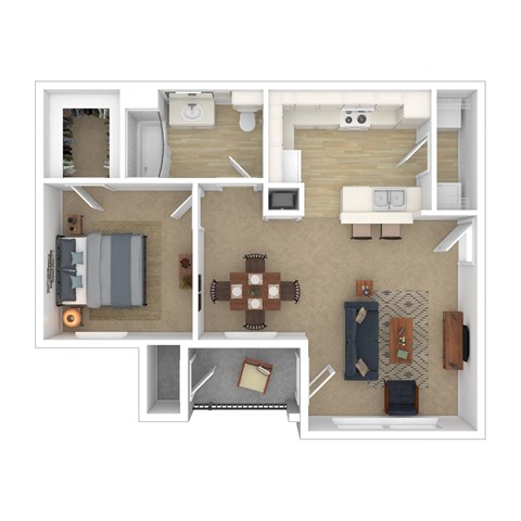 Addis_LA_Apartment_SugarMill_1 bedroom 1bath 3D Furnished