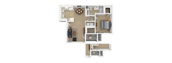 Addis_LA_Apartment_SugarMill_1 bedroom 1bath 3D Furnished