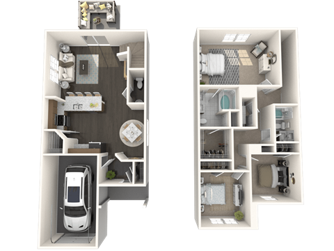 a floor plan of a house with a car and a garage