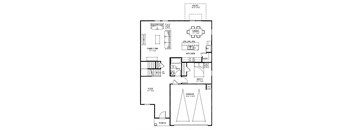 a floor plan of a house with two bedrooms and a bathroom