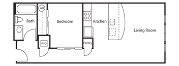 1 Bed - 1 Bath |525 sq ft 1 Bed 1 Bath Floor plan at Emerald Crest, Bothell