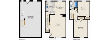 three plans of a floor plan of a house