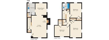 a floor plan of a living room and a dining room
