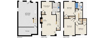 three photos of a floor plan of a house with different floors