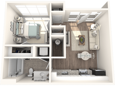 a 1 bedroom floor plan | Postmark Apartments