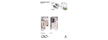 a floor plan for a building unit 1 and 2 with roommates