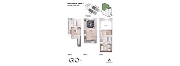 three floor plans of the building and unit 4