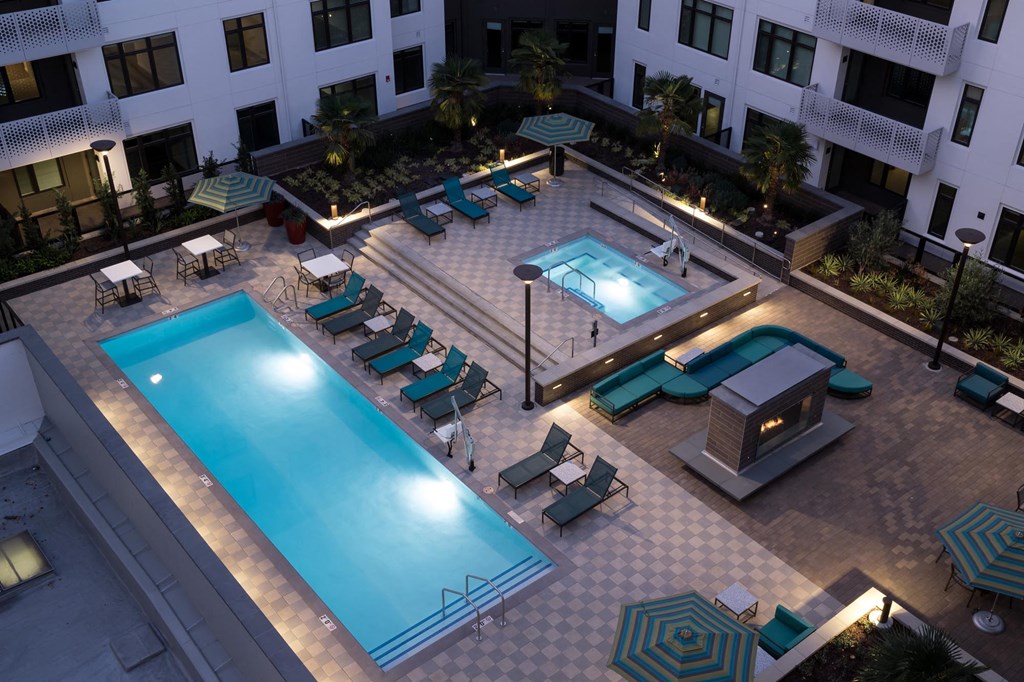 a view of the pool area at the courtyard hotel