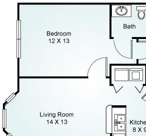 THE JULIAN Floorplan The Julian, 1 Bed, 1 Bath, 591 sq. ft.