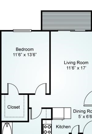THE CAFE Floorplan The Cafe, 1 Bed, 1 Bath, 700 sq. ft.