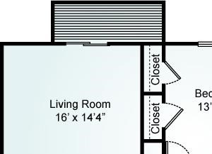 THE JAVA Floorplan 2 Bed, 1 Bath, 1030 sq. ft. The Java