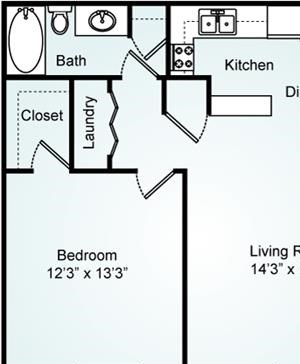 THE MOCHA Floorplan The Mocha, 1 Bed, 1 Bath, 859 sq. ft.
